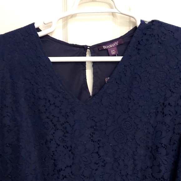 Roaman's Fully Lined Navy Linen Top - Picture 2 of 5